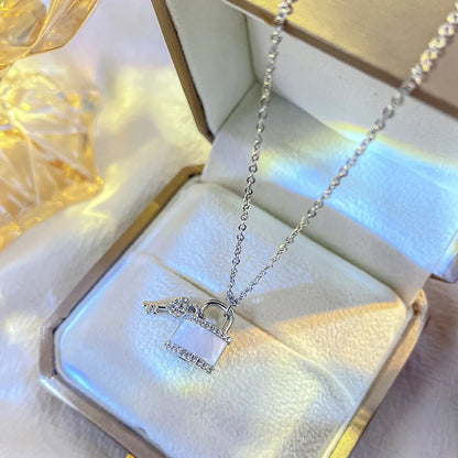 Ig Style Casual Key Lock Titanium Steel Plating Inlay Zircon White Gold Plated Gold Plated Pendant Necklace