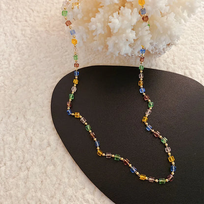 Ig Style Casual Multicolor Artificial Crystal Beaded Women's Necklace