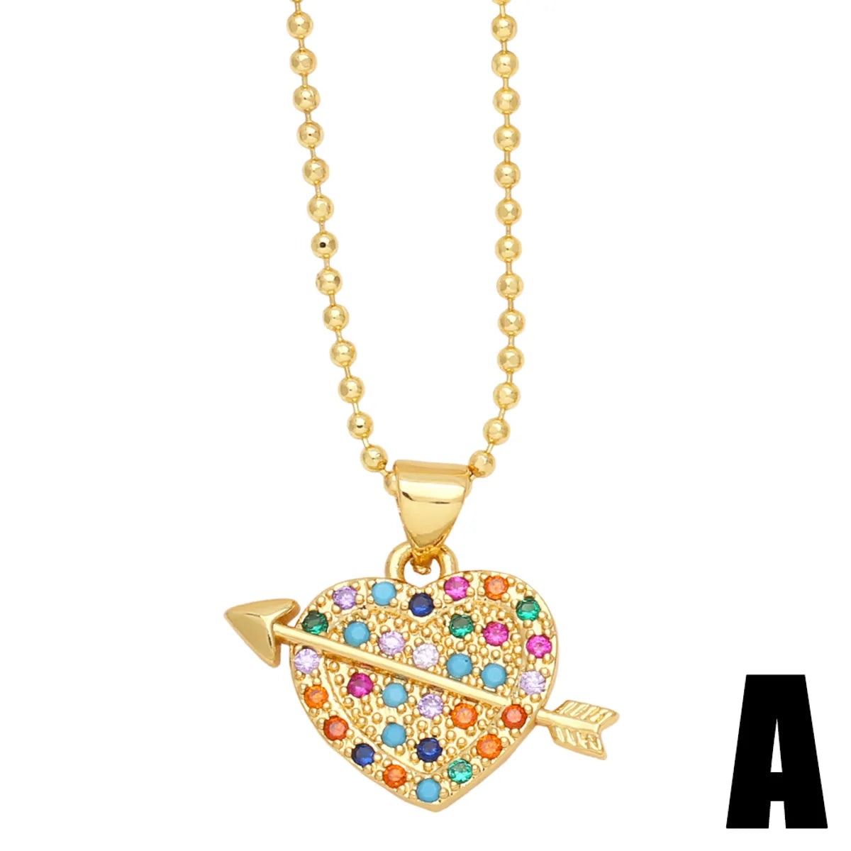 Ig Style Casual Retro Heart Shape Copper 18k Gold Plated Zircon Pendant Necklace In Bulk