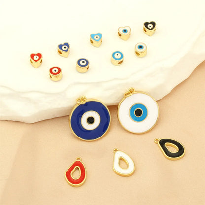 Ig Style Casual Simple Style Devil'S Eye Copper Enamel Plating Metal 18k Gold Plated Jewelry Accessories