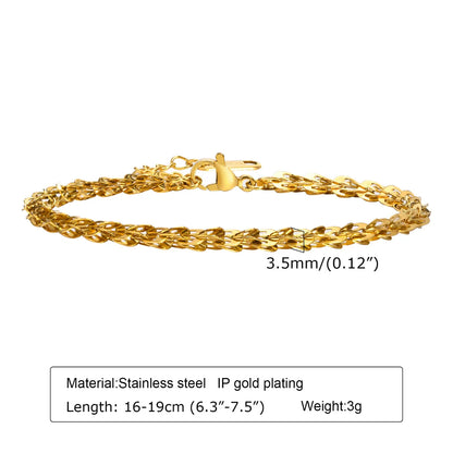 IG Style Casual Simple Style Geometric 201 Stainless Steel 18K Gold Plated Bracelets In Bulk