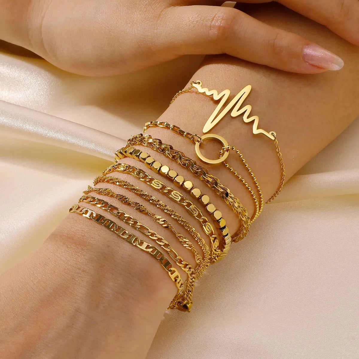 IG Style Casual Simple Style Geometric 201 Stainless Steel 18K Gold Plated Bracelets In Bulk