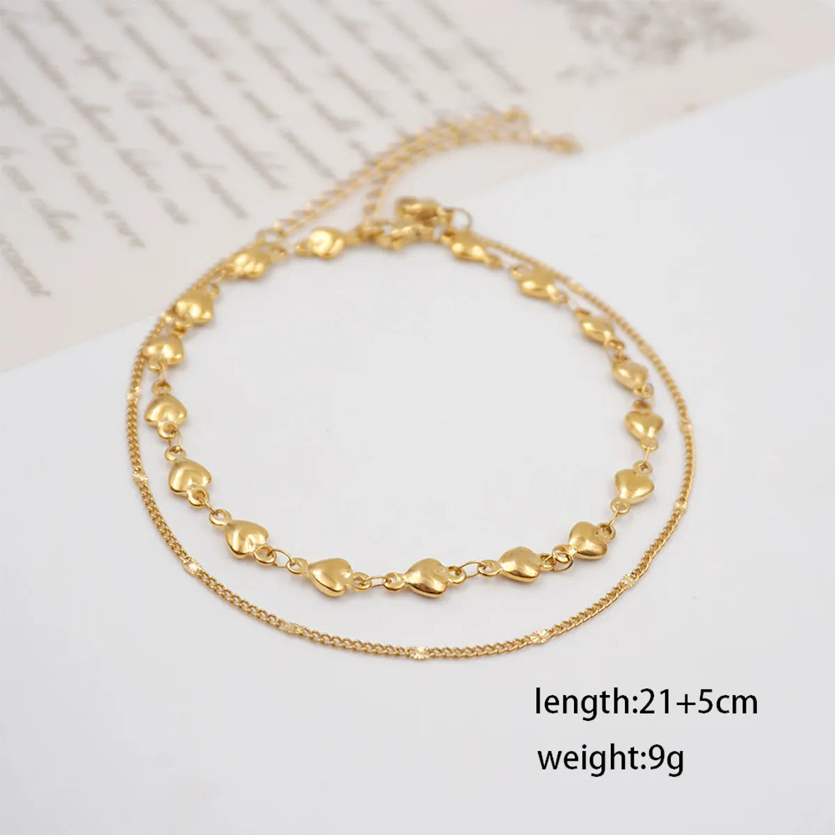 IG Style Casual Simple Style Heart Shape 304 Stainless Steel Titanium Steel Handmade Gold Plated Women'S Anklet