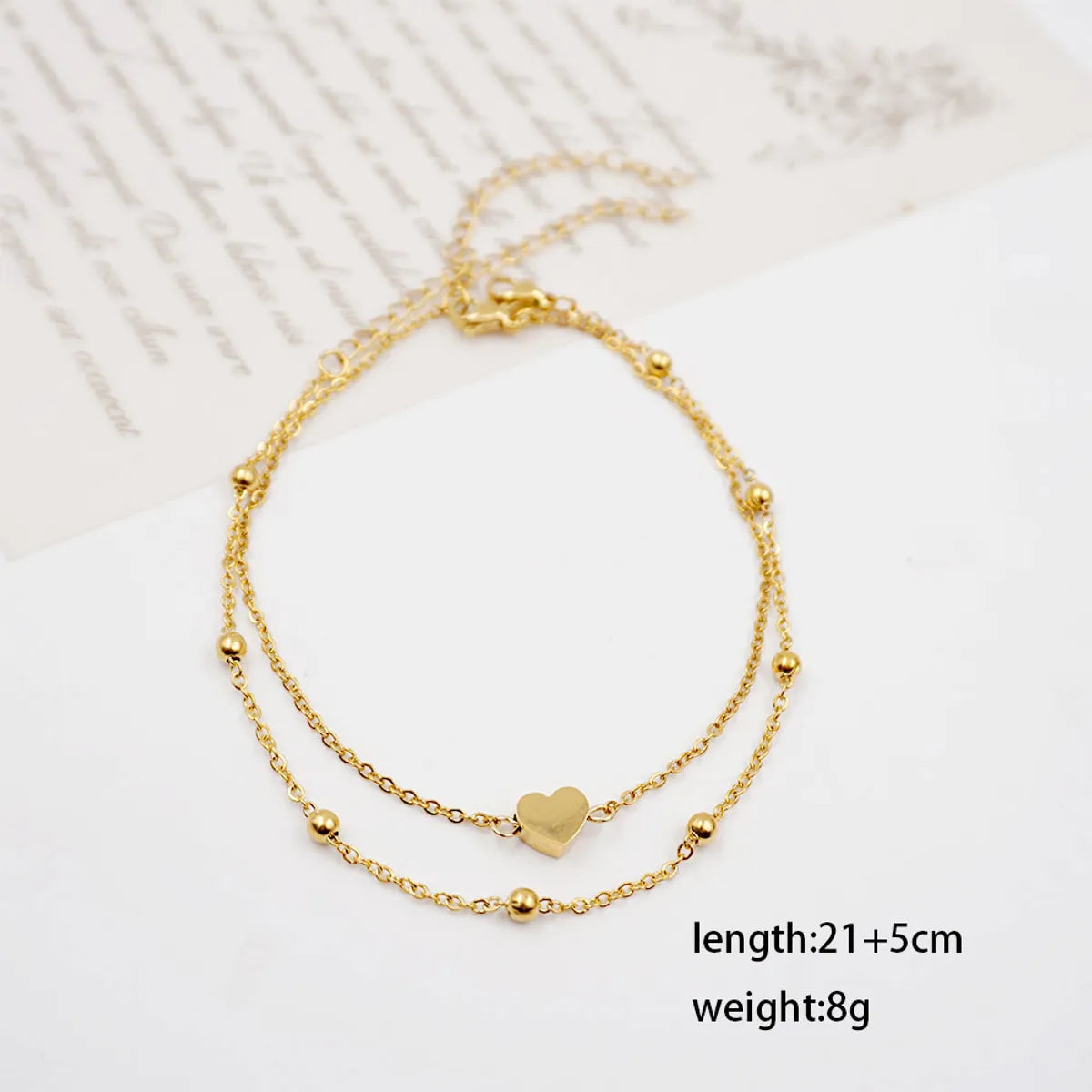 IG Style Casual Simple Style Heart Shape 304 Stainless Steel Titanium Steel Handmade Gold Plated Women'S Anklet