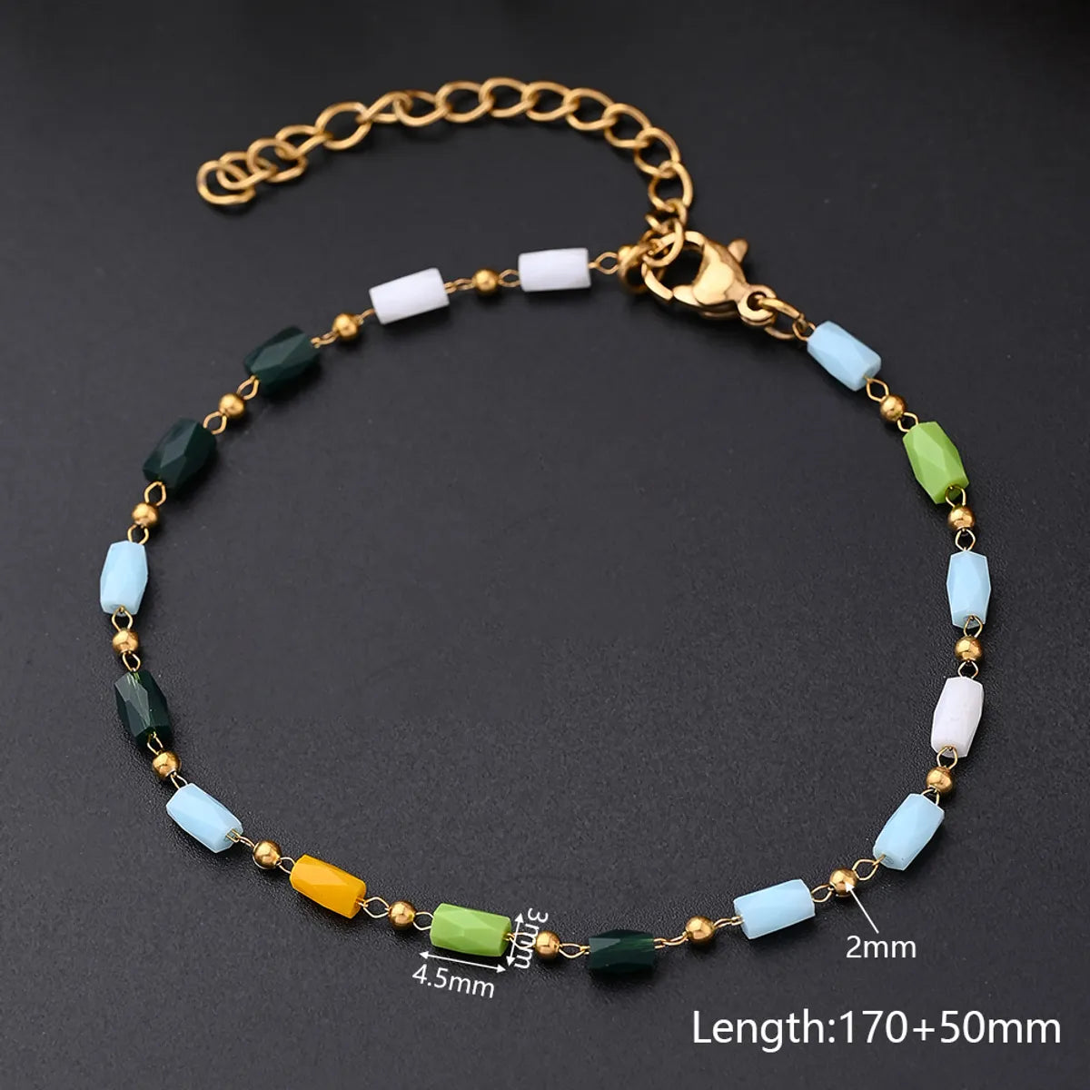 IG Style Casual Simple Style Section Cylinder Round Beads Multicolor 304 Stainless Steel 18K Gold Plated Bracelets In Bulk