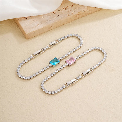 Ig Style Casual Simple Style Square Copper Plating Chain Inlay Zircon Bracelets