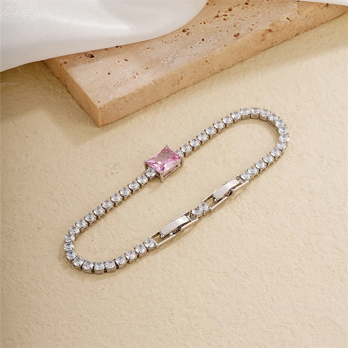 Ig Style Casual Simple Style Square Copper Plating Chain Inlay Zircon Bracelets