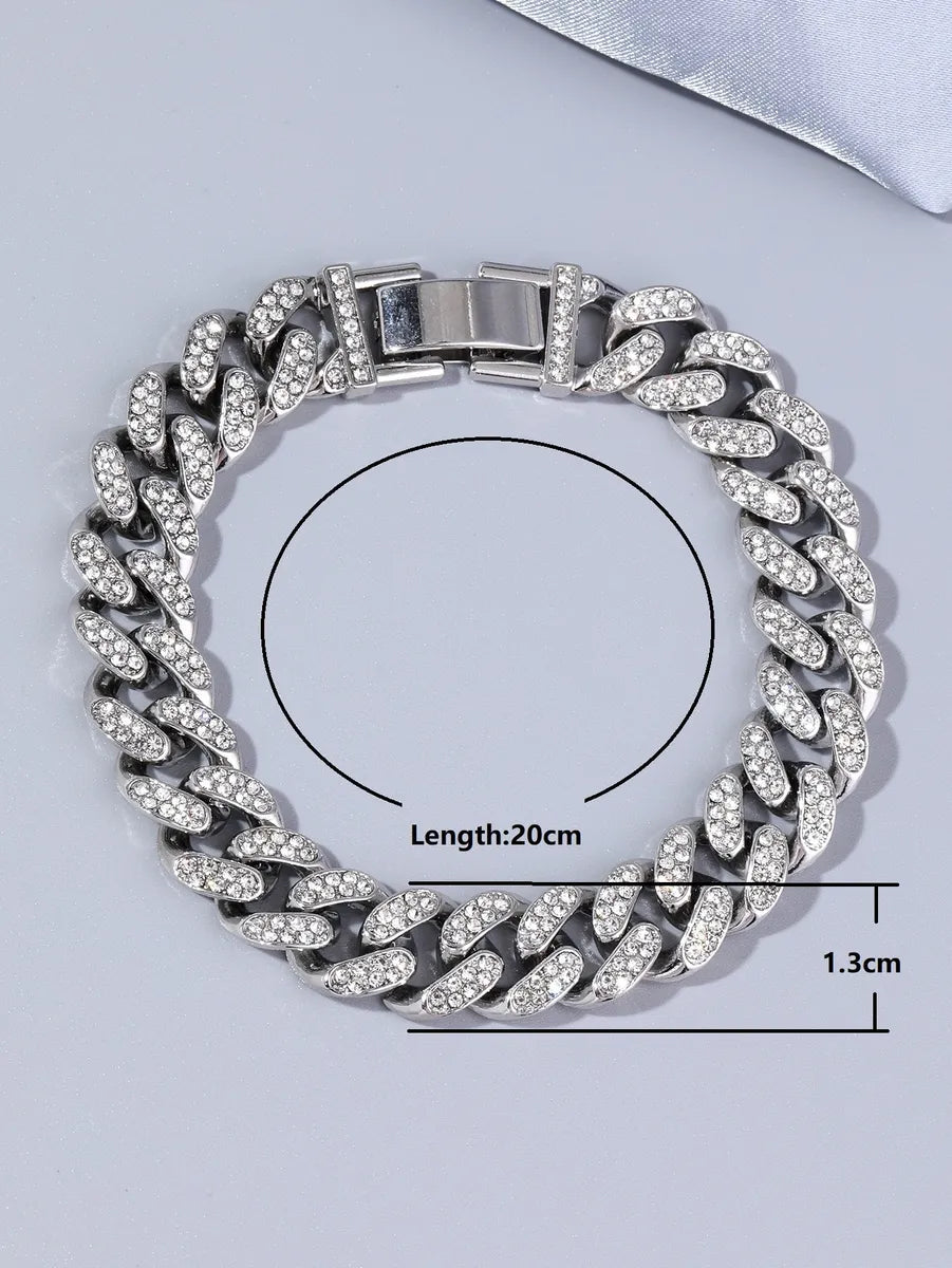 IG Style Casual Solid Color Alloy Inlay Rhinestones Gold Plated Silver Plated Unisex Bracelets