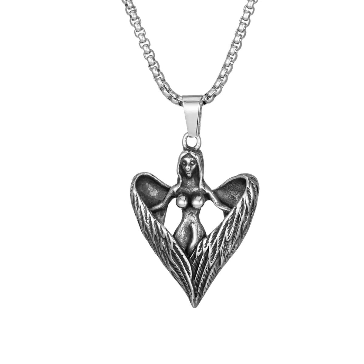 IG Style Casual Sports Cross Angel Heart Shape 304 Stainless Steel Polishing Men'S Pendant Necklace