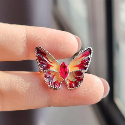 IG Style Casual Sweet Butterfly Alloy Enamel Hollow Out Inlay Artificial Crystal Rhinestones Unisex Brooches