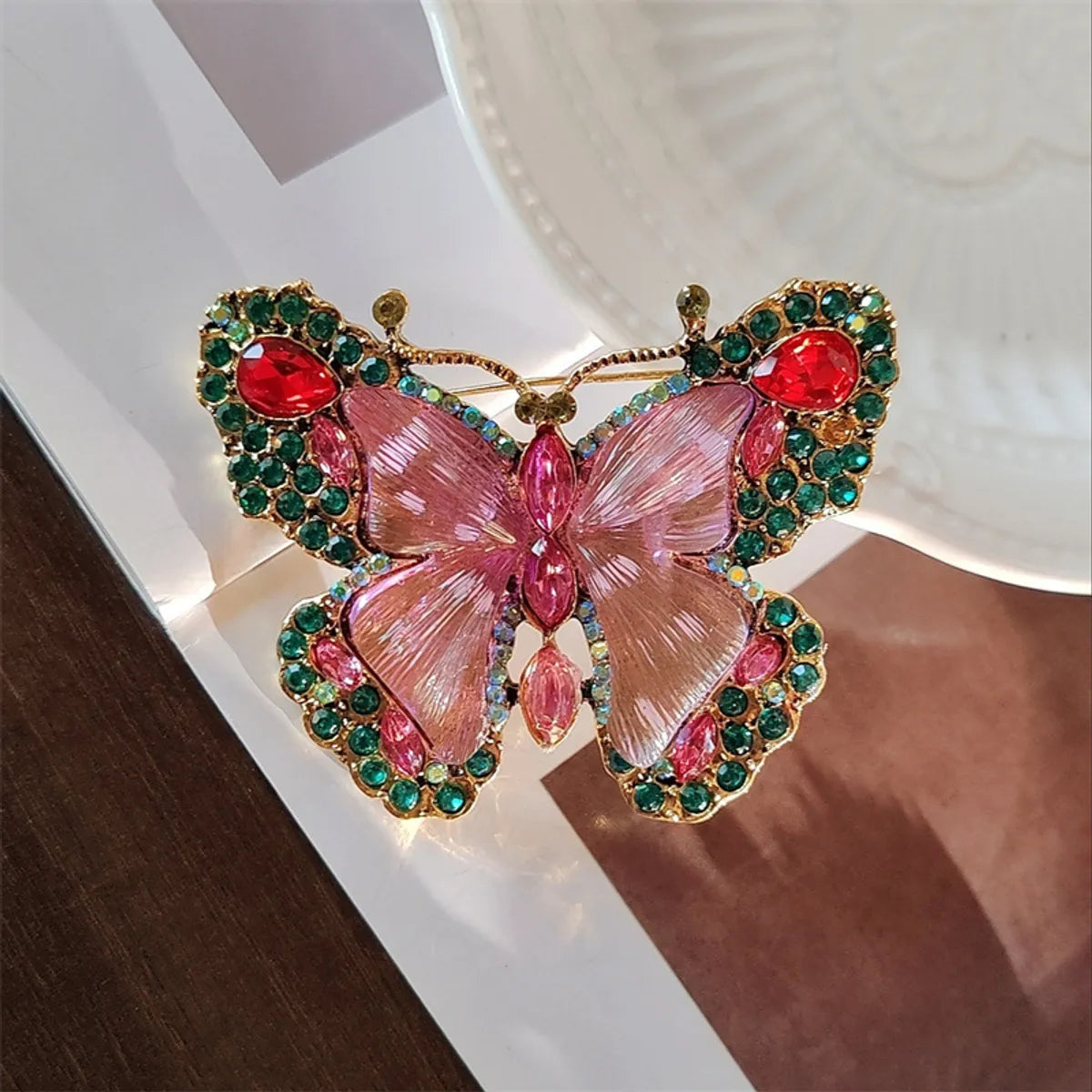 IG Style Casual Sweet Butterfly Alloy Enamel Hollow Out Inlay Artificial Crystal Rhinestones Unisex Brooches