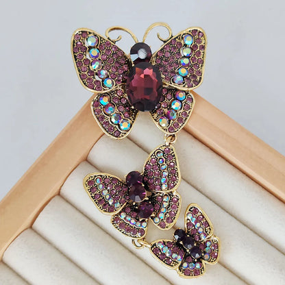 IG Style Casual Sweet Butterfly Alloy Enamel Hollow Out Inlay Artificial Crystal Rhinestones Unisex Brooches