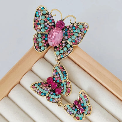 IG Style Casual Sweet Butterfly Alloy Enamel Hollow Out Inlay Artificial Crystal Rhinestones Unisex Brooches