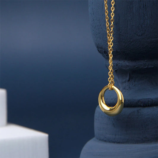 Ig Style Circle Titanium Steel Plating 18k Gold Plated Pendant Necklace