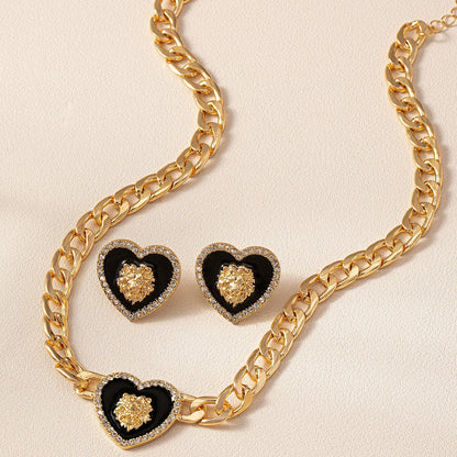 IG Style Classic Style Animal Heart Shape Alloy Inlay Rhinestones Women'S Jewelry Set