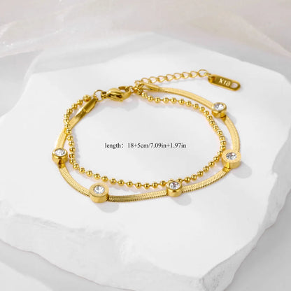 IG Style Classic Style Korean Style Solid Color 304 Stainless Steel 18K Gold Plated Rhinestones Bracelets In Bulk