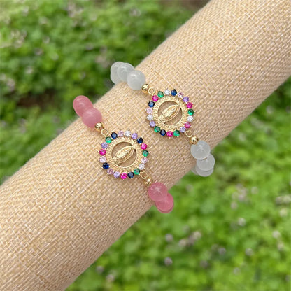 IG Style Classic Style Round Color Block Zircon Opal Copper Wholesale Bracelets