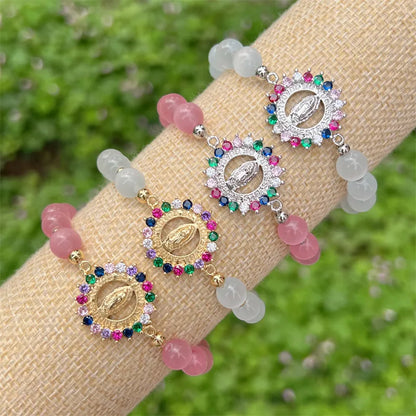 IG Style Classic Style Round Color Block Zircon Opal Copper Wholesale Bracelets