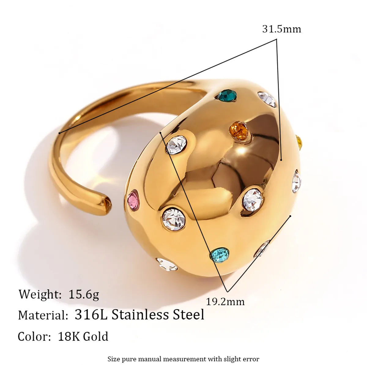 Ig Style Classic Style Water Droplets Stainless Steel Plating Inlay Artificial Pearls Rhinestones 18k Gold Plated Open Rings