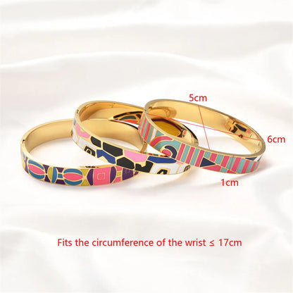 Ig Style Color Block Titanium Steel Stoving Varnish Plating Bangle 1 Piece