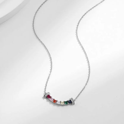 Ig Style Commute Colorful Sterling Silver Rhodium Plated Zircon Necklace In Bulk