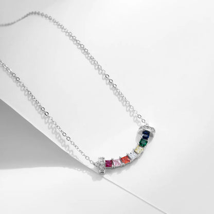 Ig Style Commute Colorful Sterling Silver Rhodium Plated Zircon Necklace In Bulk