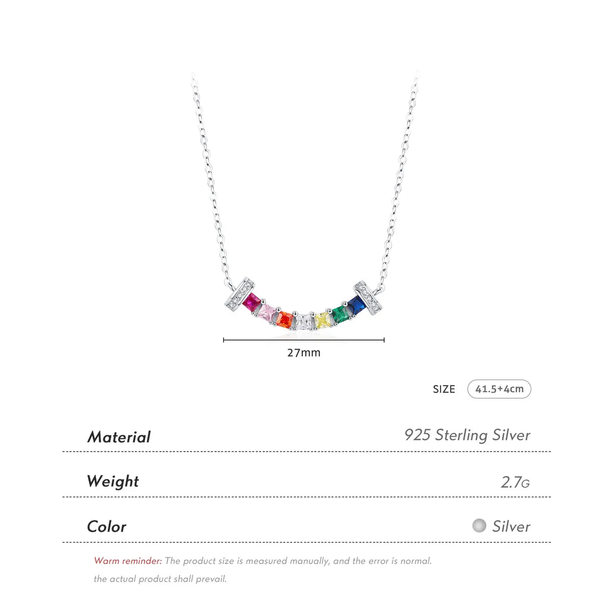 Ig Style Commute Colorful Sterling Silver Rhodium Plated Zircon Necklace In Bulk