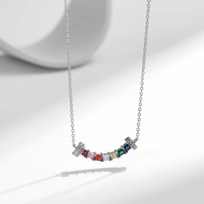 Ig Style Commute Colorful Sterling Silver Rhodium Plated Zircon Necklace In Bulk