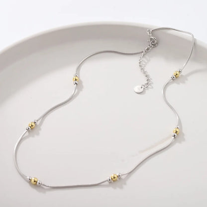 IG Style Commute Geometric Sterling Silver Beaded 18K Gold Plated Unisex Bracelets Necklace