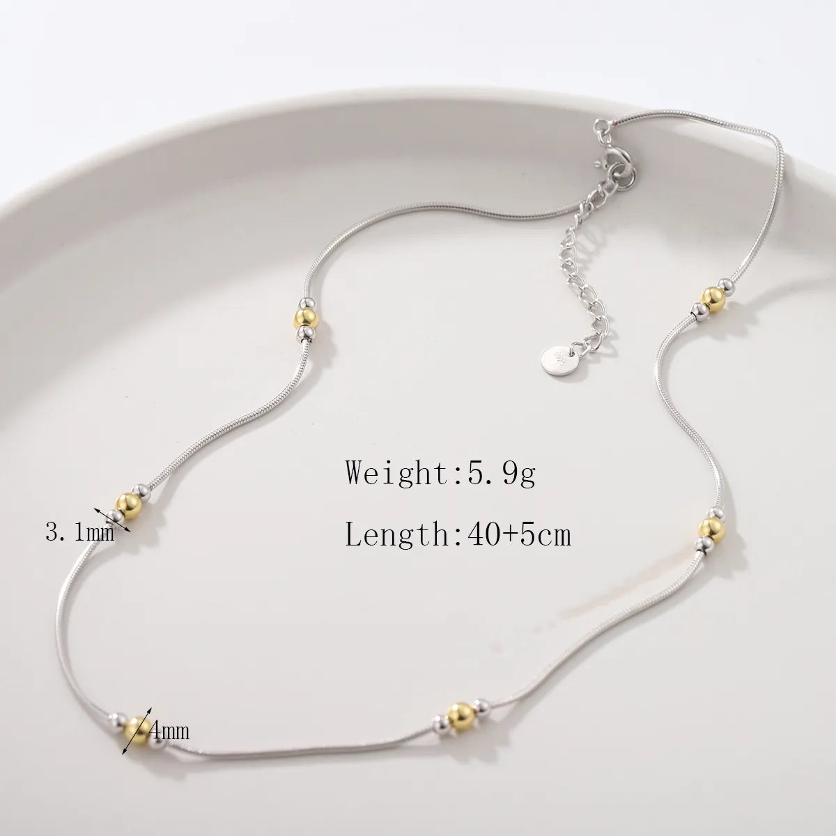 IG Style Commute Geometric Sterling Silver Beaded 18K Gold Plated Unisex Bracelets Necklace