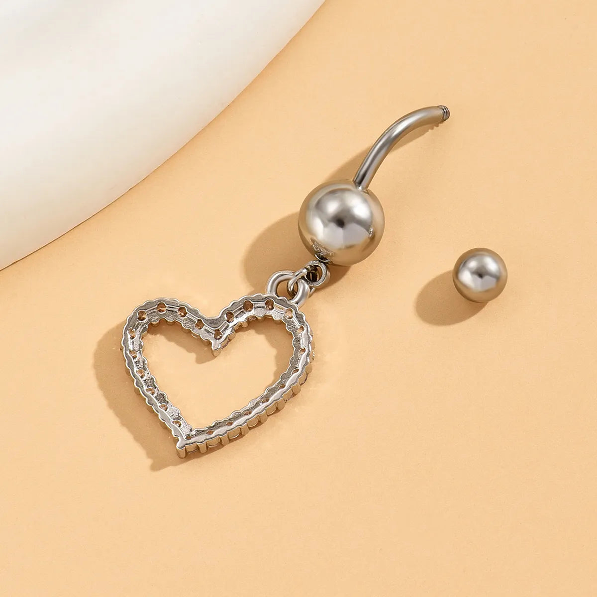 Ig Style Commute Heart Shape Copper Hollow Out Inlay Zircon Belly Ring