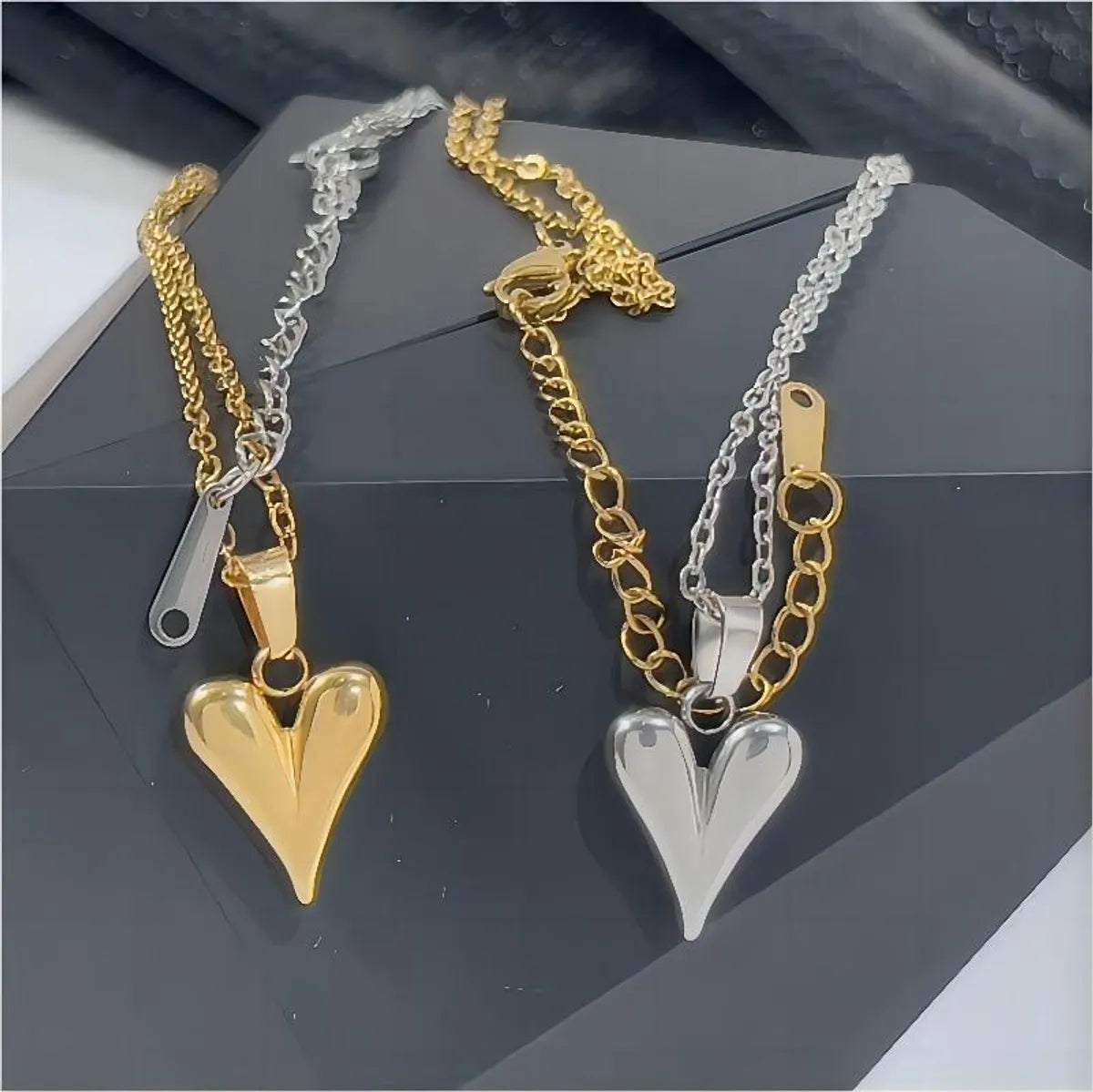 Ig Style Commute Heart Shape Stainless Steel Polishing Plating 18k Gold Plated Pendant Necklace