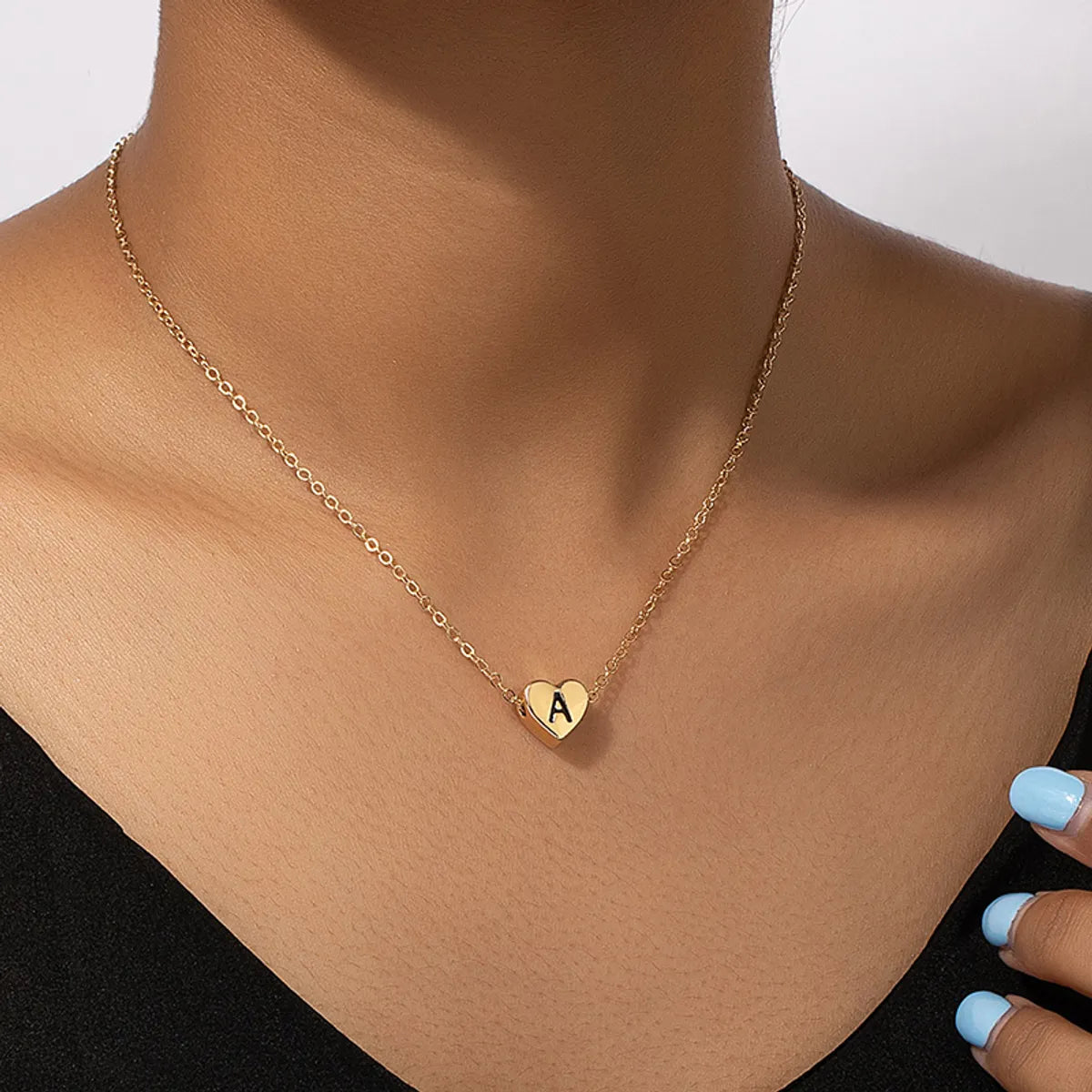 Ig Style Commute Letter Heart Shape 14k Gold Plated Alloy Ferroalloy Wholesale Necklace