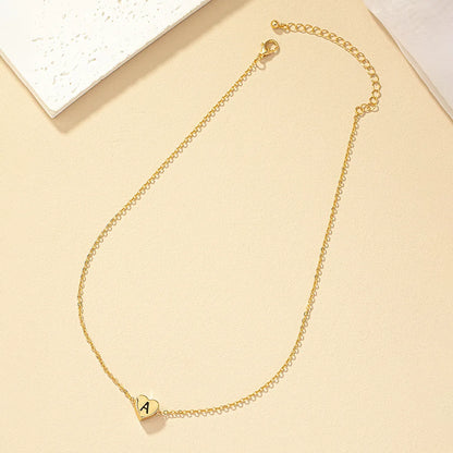 Ig Style Commute Letter Heart Shape 14k Gold Plated Alloy Ferroalloy Wholesale Necklace