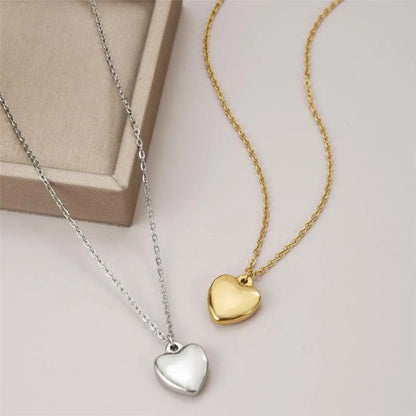 Ig Style Commute Shiny Heart Shape Stainless Steel Polishing Plating 18k Gold Plated Pendant Necklace