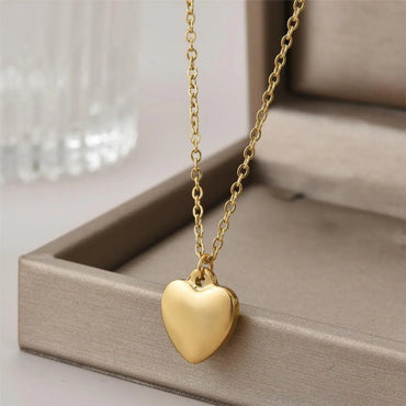 Ig Style Commute Shiny Heart Shape Stainless Steel Polishing Plating 18k Gold Plated Pendant Necklace