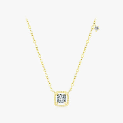 Ig Style Commute Square Sterling Silver Rhodium Plated Zircon Necklace In Bulk