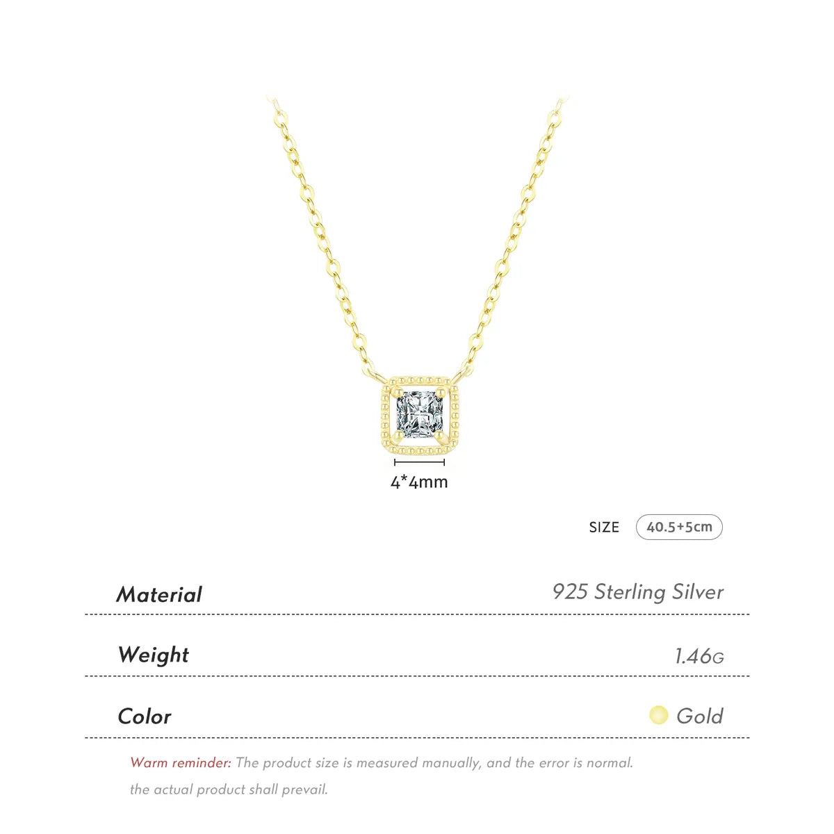 Ig Style Commute Square Sterling Silver Rhodium Plated Zircon Necklace In Bulk