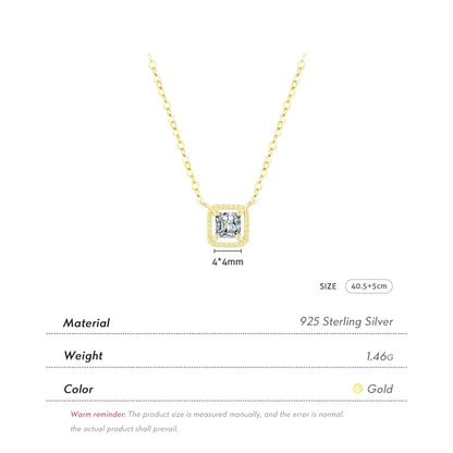 Ig Style Commute Square Sterling Silver Rhodium Plated Zircon Necklace In Bulk