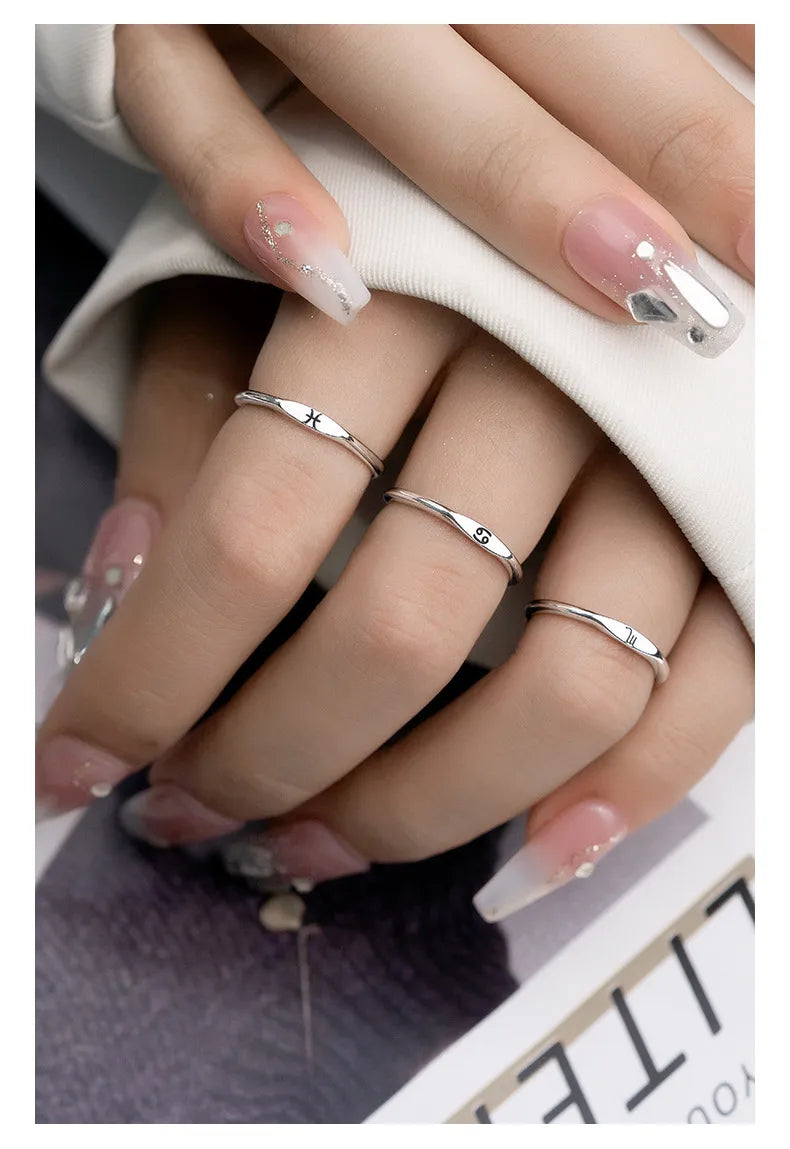 Ig Style Constellation Sterling Silver Plating White Gold Plated Rings