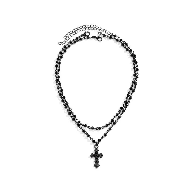 Ig Style Cool Style Cross Star Rose Artificial Crystal Alloy Wholesale Layered Necklaces