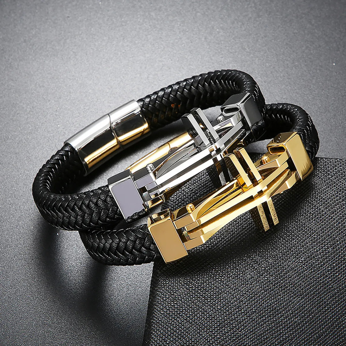 Ig Style Cool Style Cross Titanium Steel Braid Men'S Bracelets