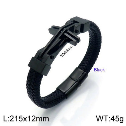 Ig Style Cool Style Cross Titanium Steel Braid Men'S Bracelets