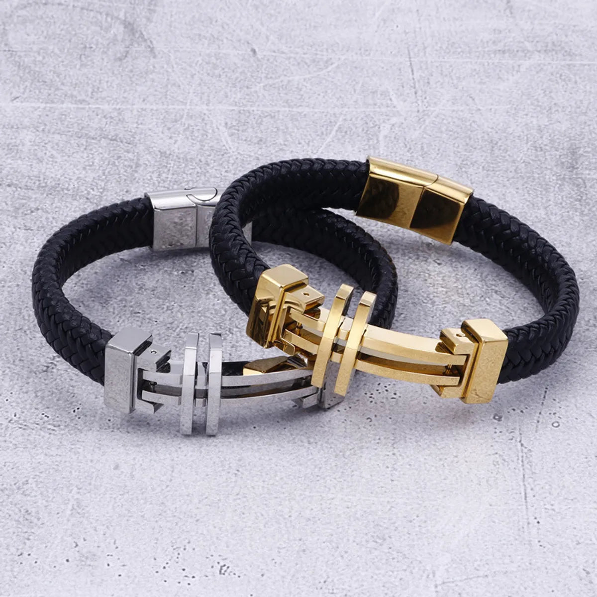 Ig Style Cool Style Cross Titanium Steel Braid Men'S Bracelets