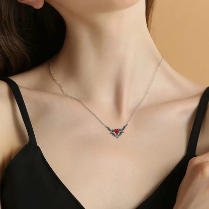 Ig Style Cool Style Heart Shape Bat Alloy Plating Inlay Rhinestones Women's Necklace