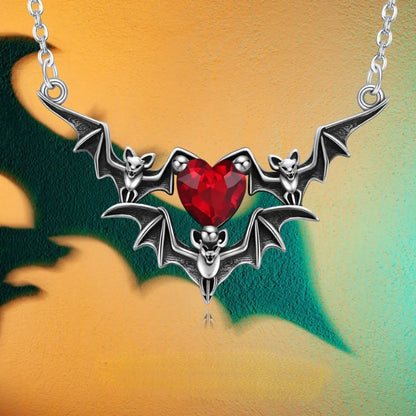 Ig Style Cool Style Heart Shape Bat Alloy Plating Inlay Rhinestones Women's Necklace