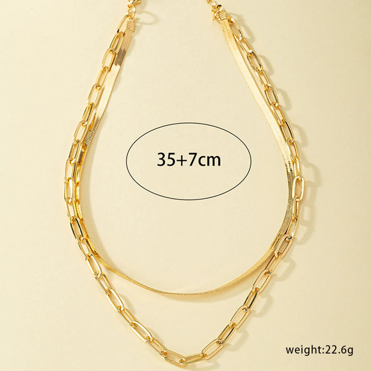 Ig Style Cool Style Solid Color Alloy Plating 14k Gold Plated Women's Double Layer Necklaces