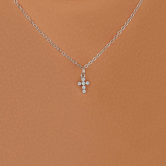 Ig Style Cross Alloy Zinc Alloy Plating Inlay Rhinestones Women's Pendant Necklace