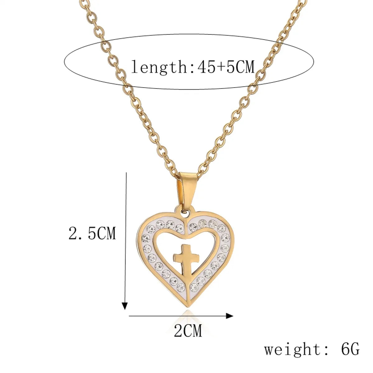 Ig Style Cross Heart Shape Skull Stainless Steel Plating Inlay Shell Zircon Pendant Necklace