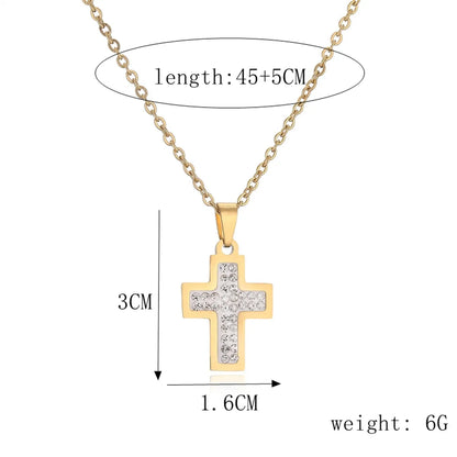 Ig Style Cross Heart Shape Skull Stainless Steel Plating Inlay Shell Zircon Pendant Necklace